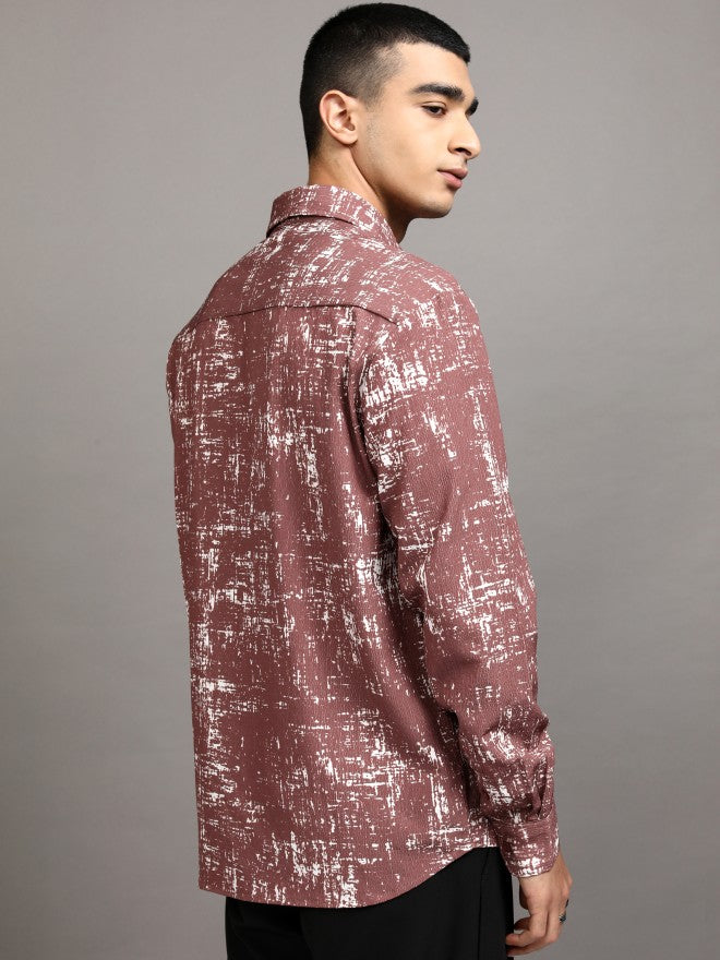 Highlander Men Brown Printed Relaxed Fit Casual Shirt - Brown - Image 3