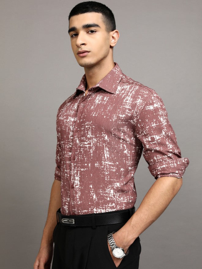 Highlander Men Brown Printed Relaxed Fit Casual Shirt - Brown - Image 4