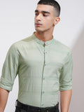 Highlander Men Green Striped Regular Fit Casual Shirt - Green - Image 1