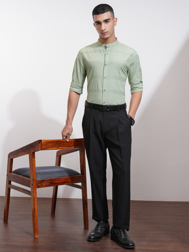 Highlander Men Green Striped Regular Fit Casual Shirt - Green - Image 2