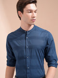 Highlander Men Blue Striped Regular Fit Casual Shirt - Blue - Image 1