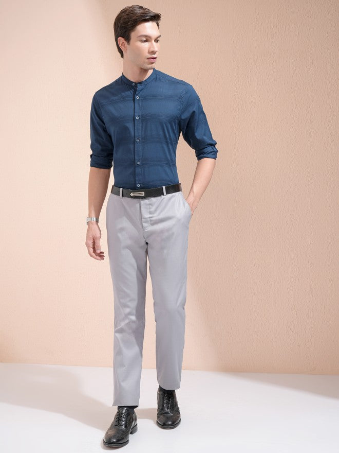 Highlander Men Blue Striped Regular Fit Casual Shirt - Blue - Image 2