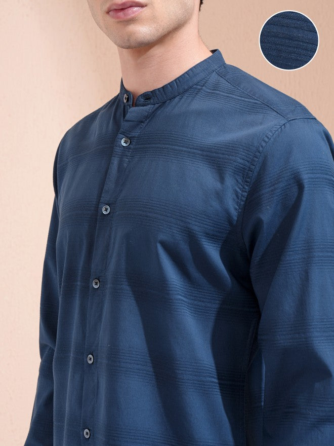 Highlander Men Blue Striped Regular Fit Casual Shirt - Blue - Image 5