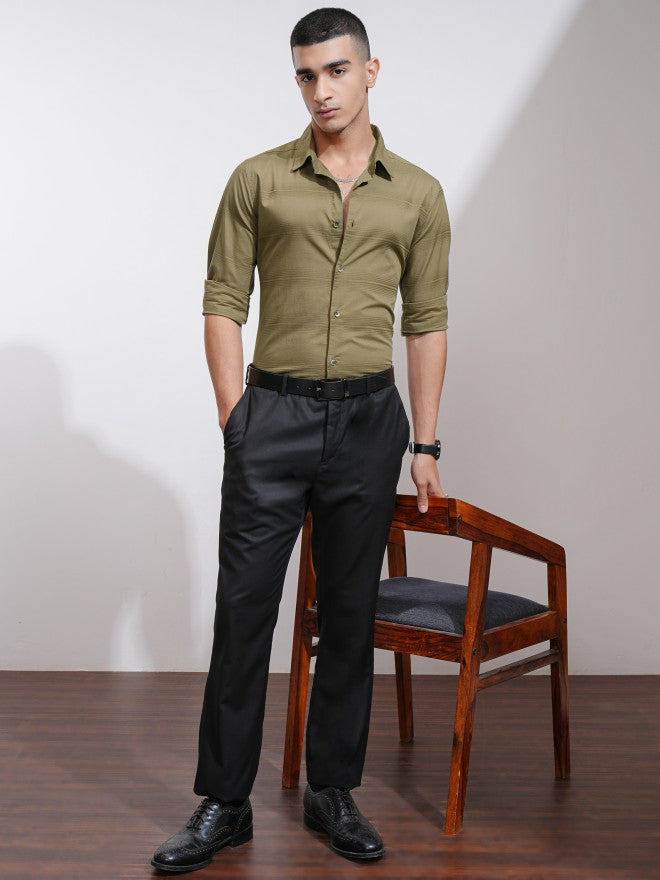 Highlander Men Khaki Striped Regular Fit Casual Shirt - Khaki - Image 2