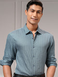 Highlander Men Blue Self Design Relaxed Fit Casual Shirt - Blue - Image 1
