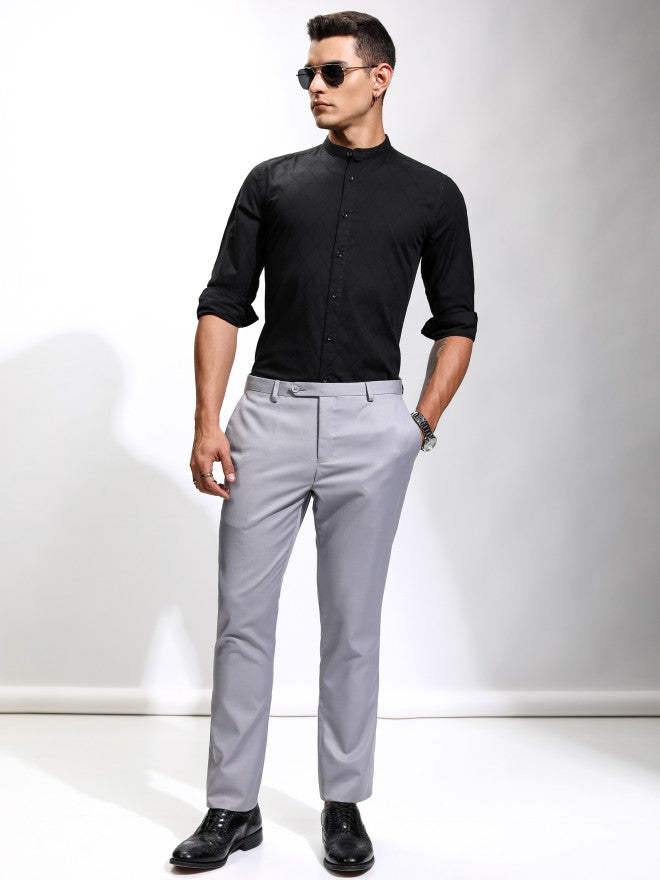 Highlander Men Black Textured Regular Fit Casual Shirt - Black - Image 2