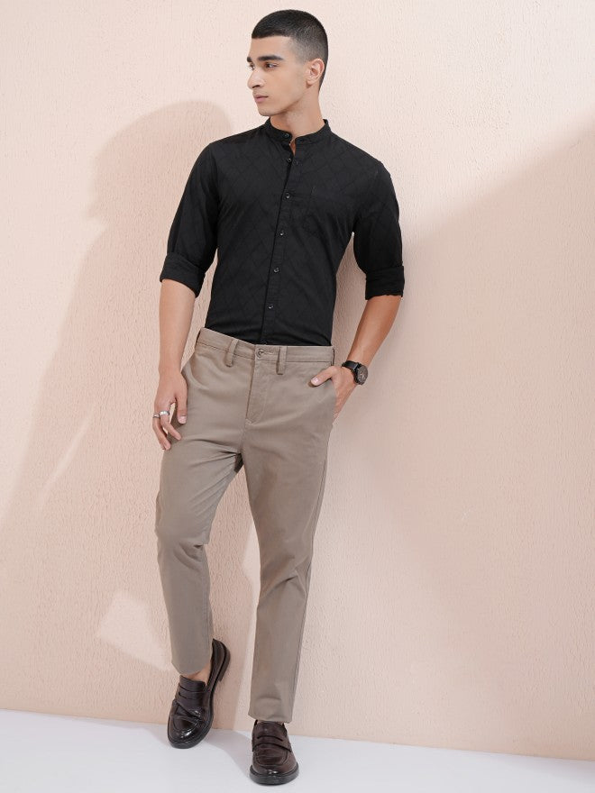 Highlander Men Black Textured Regular Fit Casual Shirt - Black - Image 2