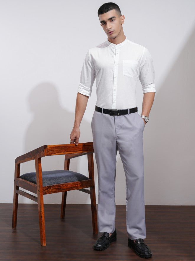 Highlander Men White Textured Regular Fit Casual Shirt - White - Image 2