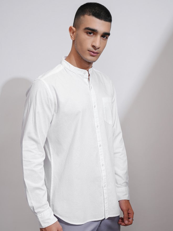 Highlander Men White Textured Regular Fit Casual Shirt - White - Image 6