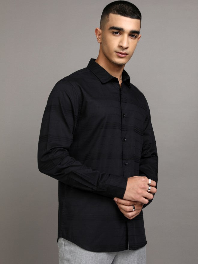 Highlander Men Black Striped Regular Fit Casual Shirts - Black - Image 6