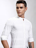 Highlander Men White Striped Regular Fit Casual Shirt - White - Image 1