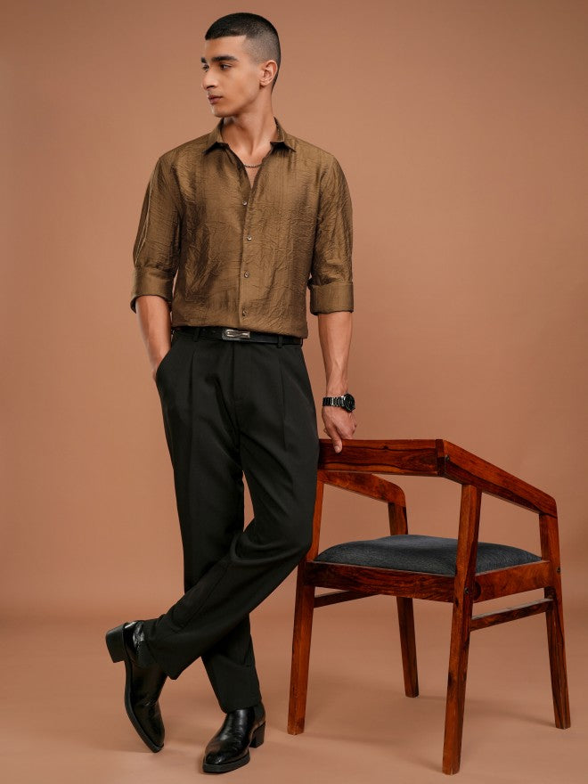 Highlander Men Brown Checked Slim Fit Casual Shirt - Brown - Image 2