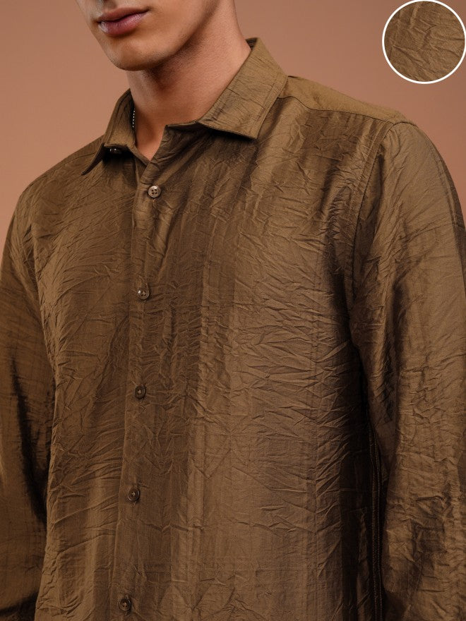 Highlander Men Brown Checked Slim Fit Casual Shirt - Brown - Image 5