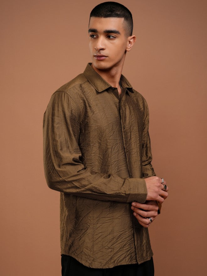Highlander Men Brown Checked Slim Fit Casual Shirt - Brown - Image 6