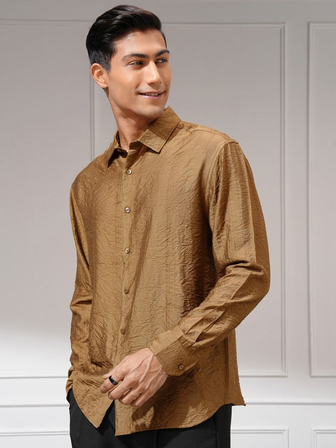 Highlander Men Brown Checked Slim Fit Casual Shirt - Brown - Image 4