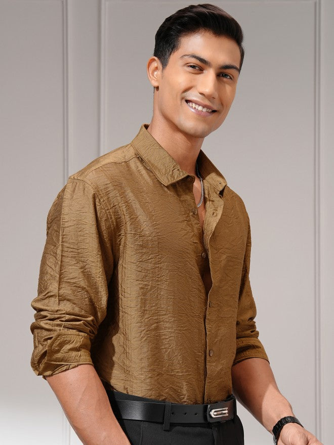 Highlander Men Brown Checked Slim Fit Casual Shirt - Brown - Image 6