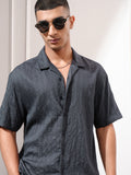 Highlander Men Blue Self Design Relaxed Fit Casual Shirt - Blue - Image 1