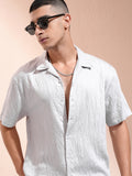 Highlander Men Grey Self Design Relaxed Fit Casual Shirt - Grey - Image 1