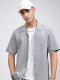 Highlander Men Blue Self Design Relaxed Fit Casual Shirt - Blue - Image 1