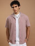 Highlander Men Maroon Self Design Relaxed Fit Casual Shirt - Maroon - Image 1