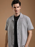 Highlander Men Grey Textured Relaxed Fit Casual Shirt - Grey - Image 1