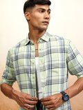 Highlander Men Green Checked Regular Fit Casual Shirt - Green - Image 1