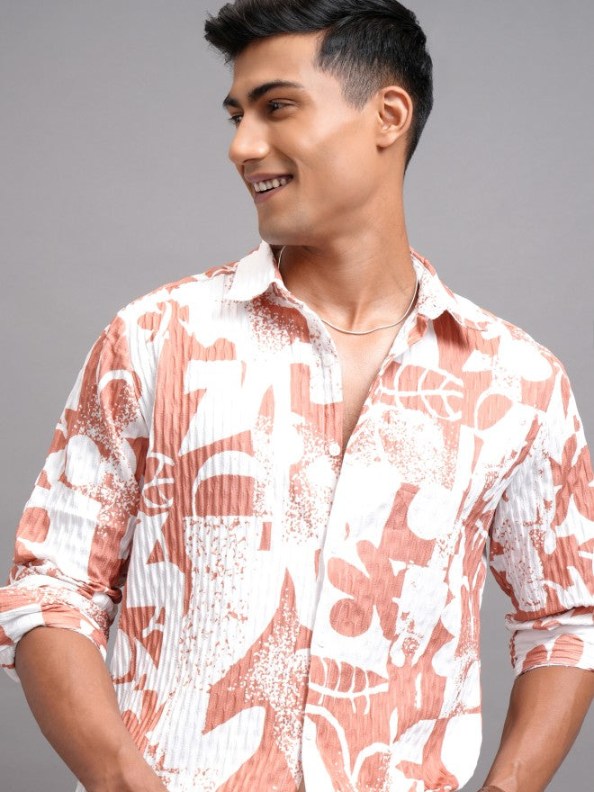 Highlander Men White Printed Regular Fit Casual Shirts - White - Image 1