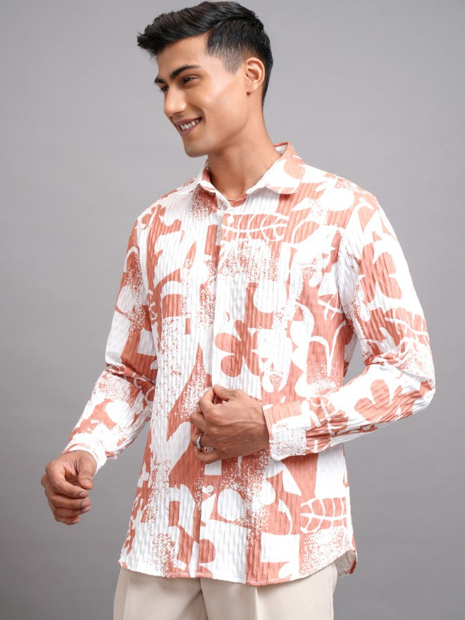 Highlander Men White Printed Regular Fit Casual Shirts - White - Image 4