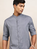 Highlander Men Grey Textured Relaxed Fit Casual Shirt - Grey - Image 1