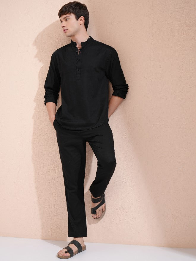 Highlander Men Black Solid Relaxed Fit Casual Shirt - Black - Image 2