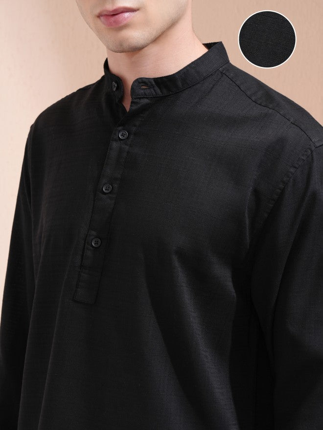 Highlander Men Black Solid Relaxed Fit Casual Shirt - Black - Image 5