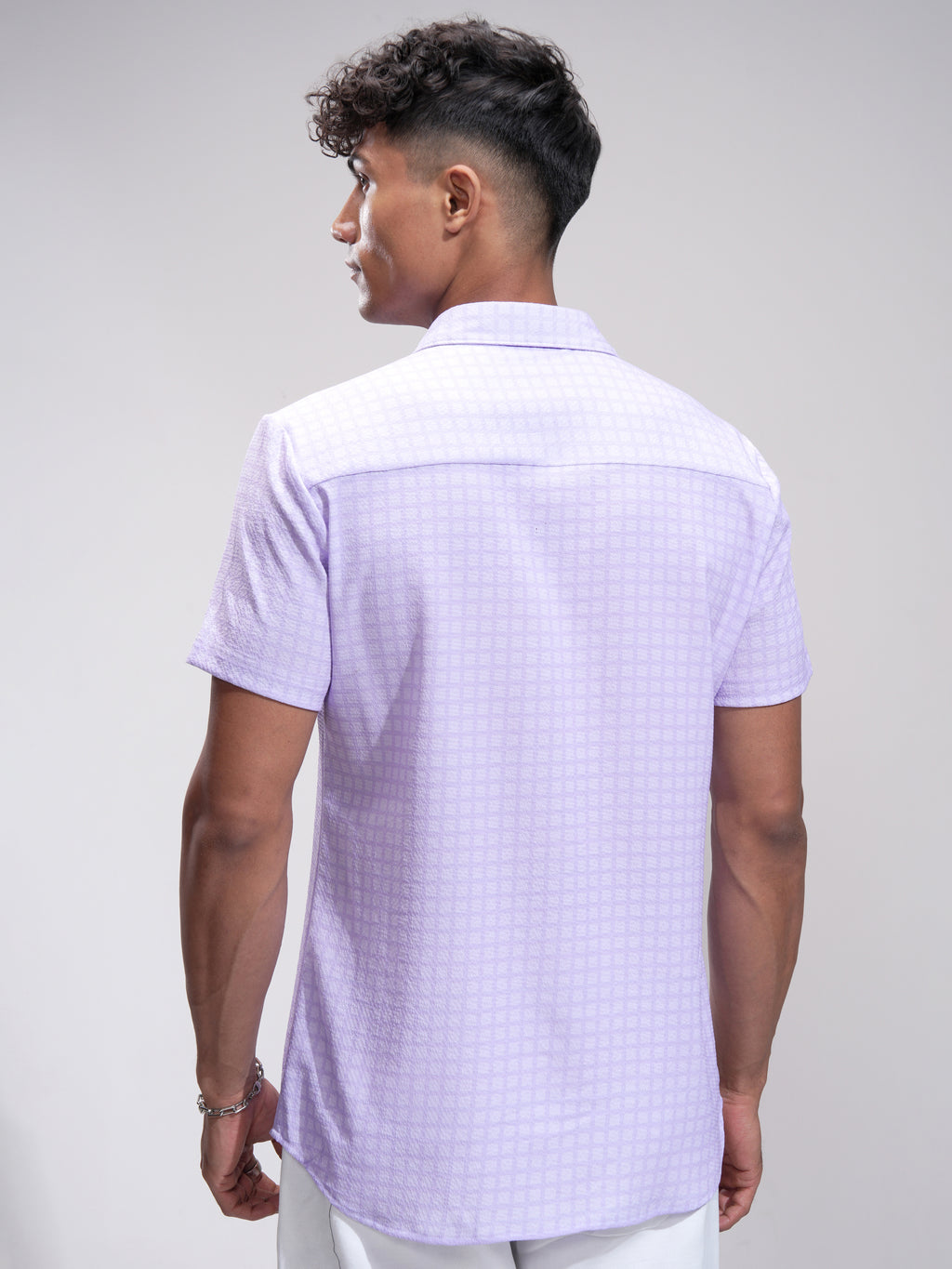 Highlander Men Lavender Checked Regular Fit Casual Shirt - Lavender - Image 3