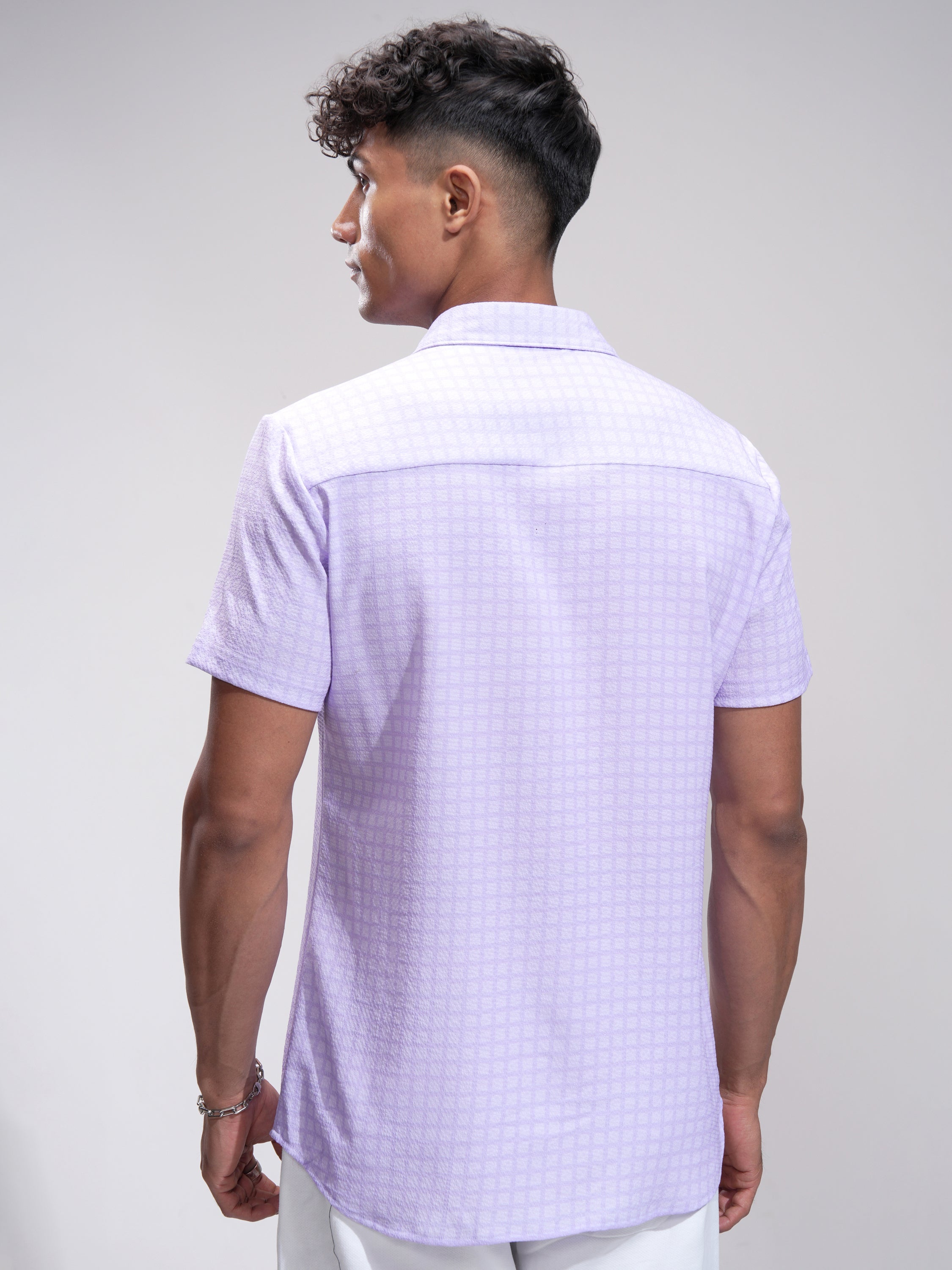 Highlander Men Lavender Checked Regular Fit Casual Shirt - Lavender - Image 3