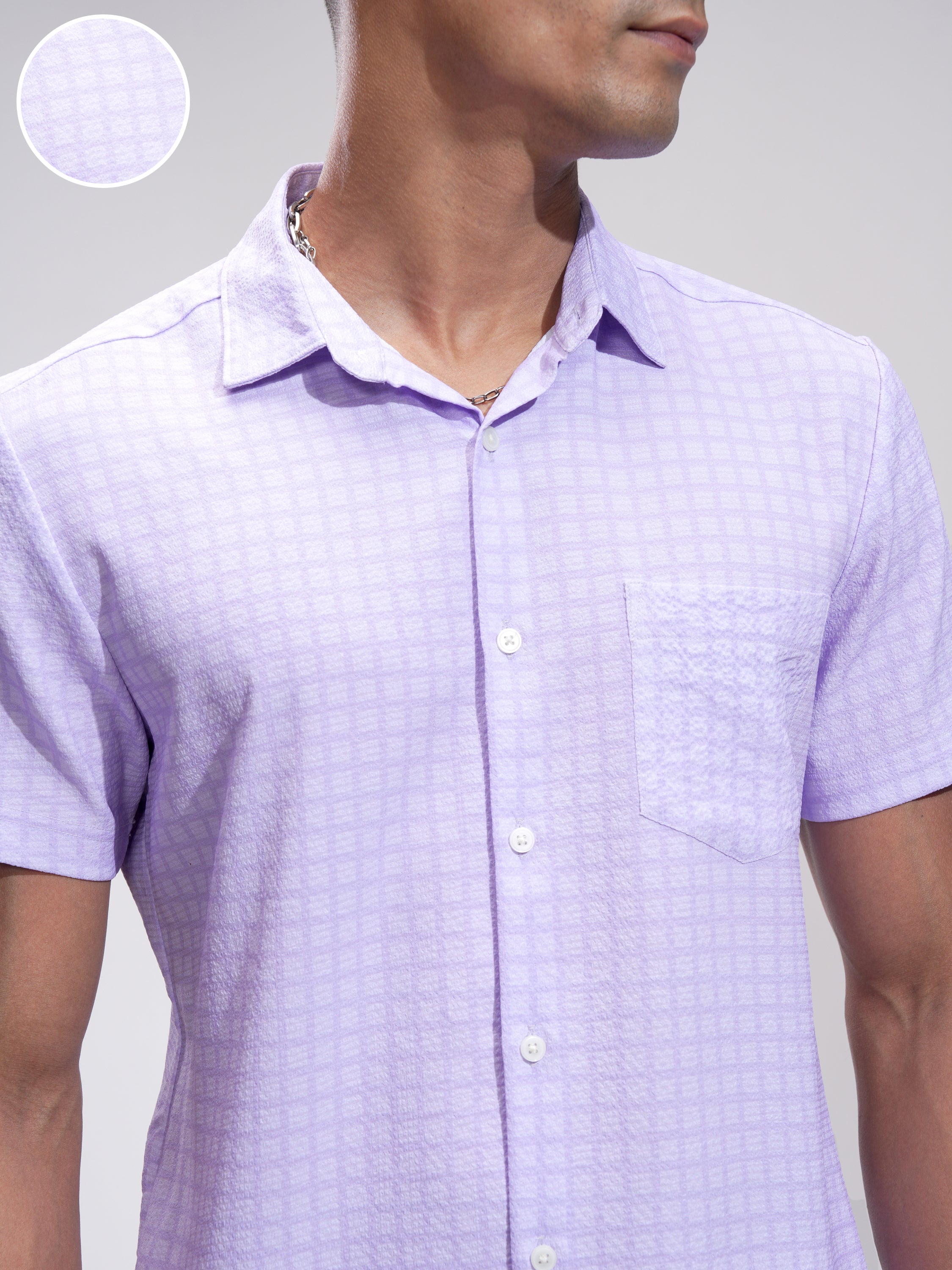 Highlander Men Lavender Checked Regular Fit Casual Shirt - Lavender - Image 5