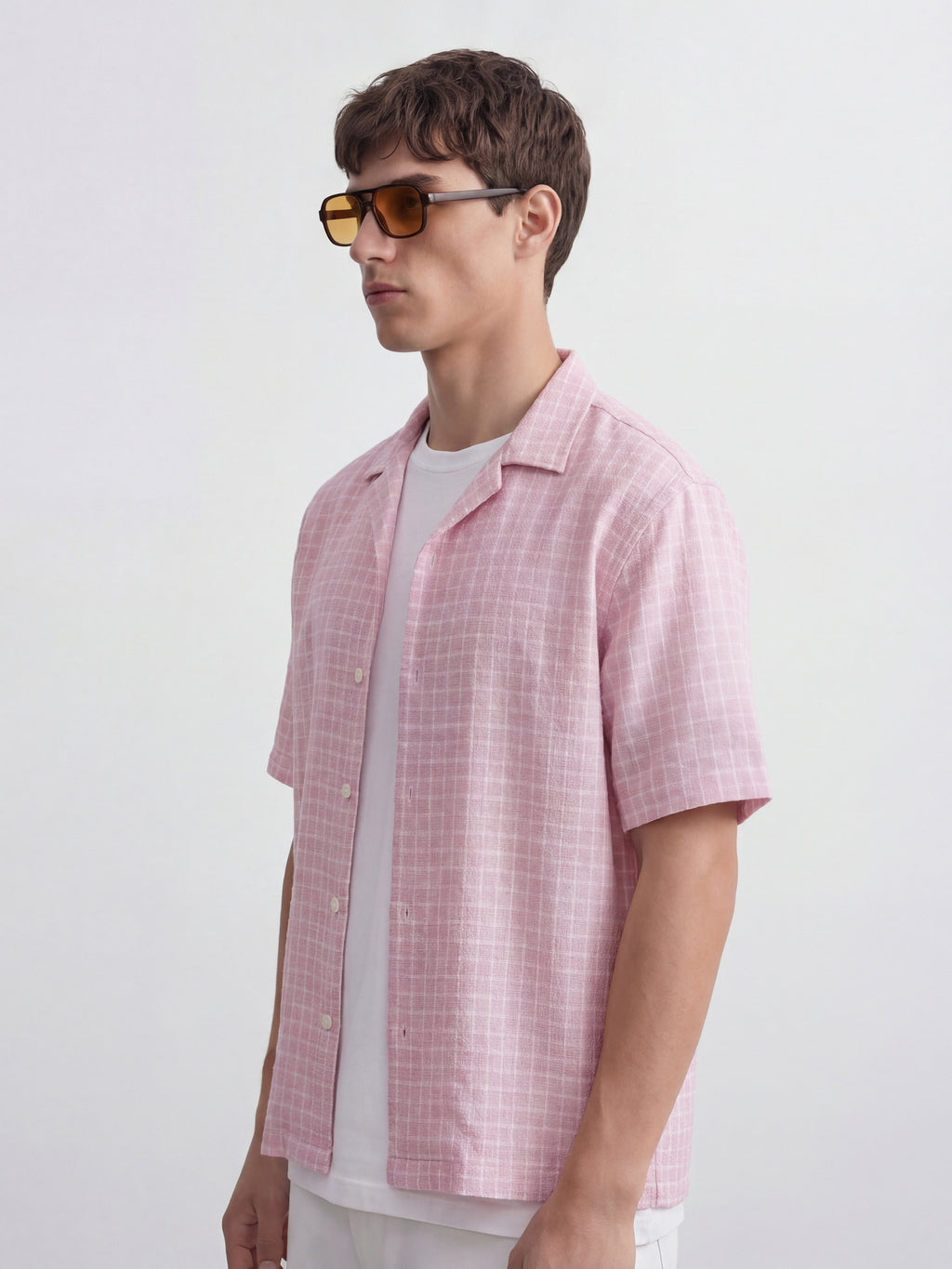 Highlander Men Pink Checked Relaxed Fit Casual Shirt - Pink - Image 4