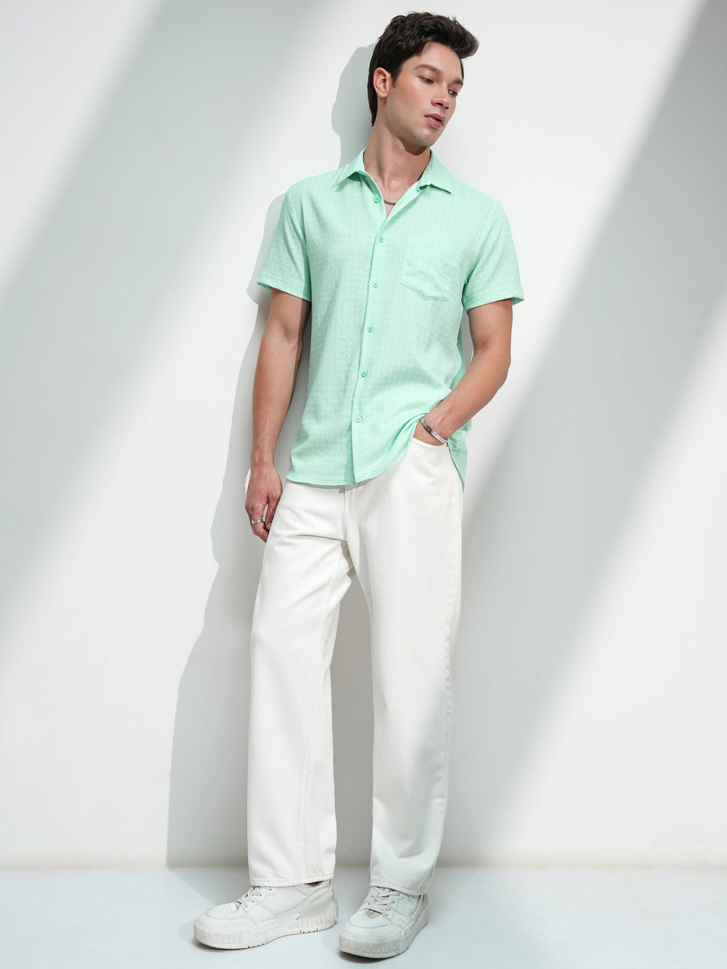 Highlander Men Green Checked Regular Fit Casual Shirt - Green - Image 2