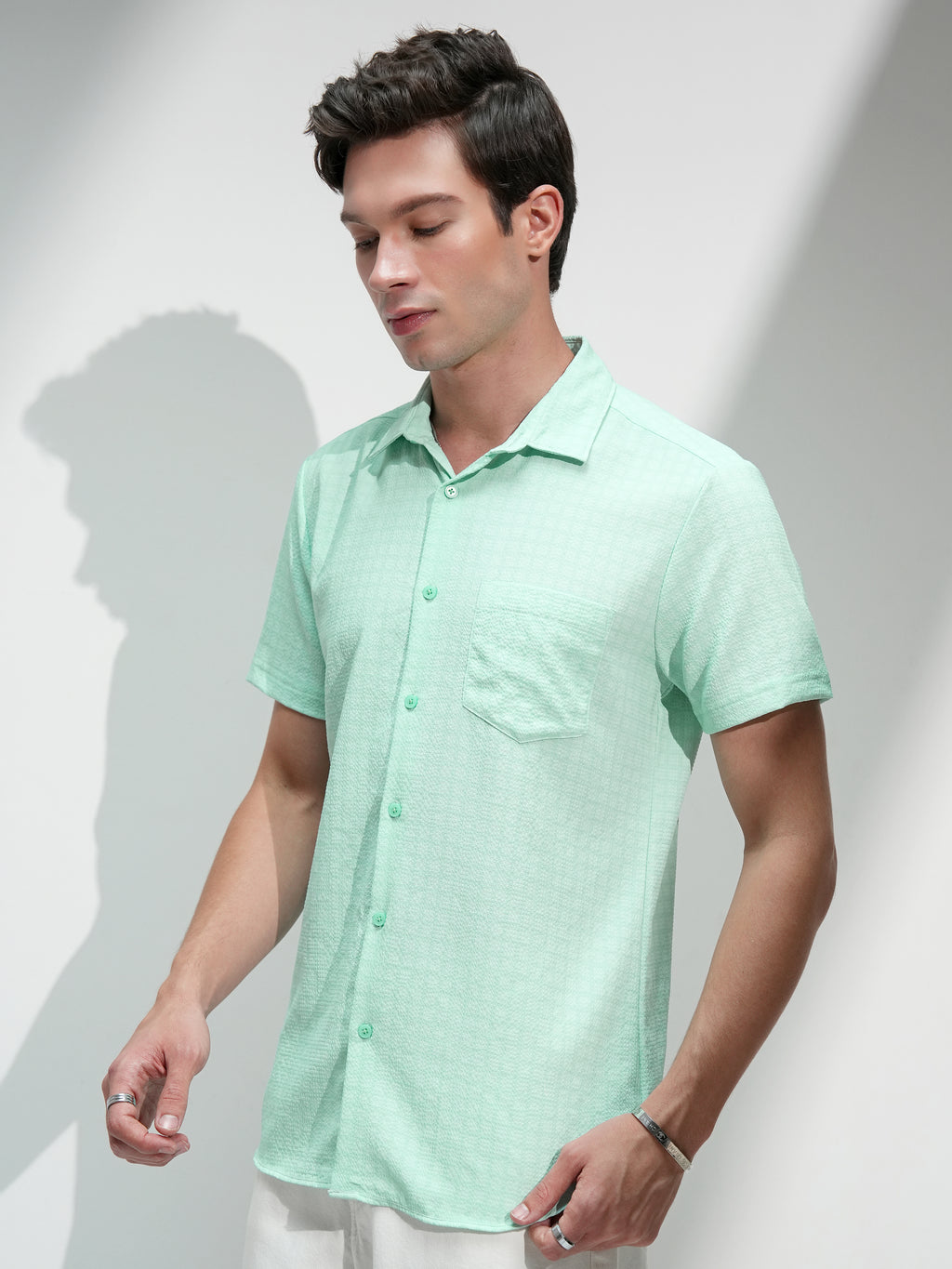 Highlander Men Green Checked Regular Fit Casual Shirt - Green - Image 4