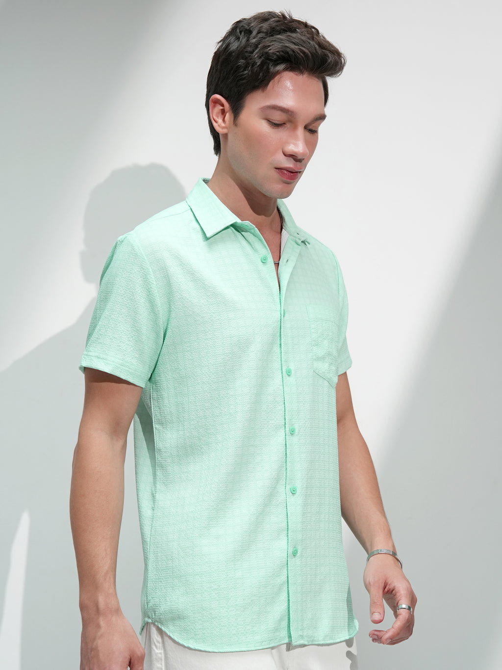 Highlander Men Green Checked Regular Fit Casual Shirt - Green - Image 6