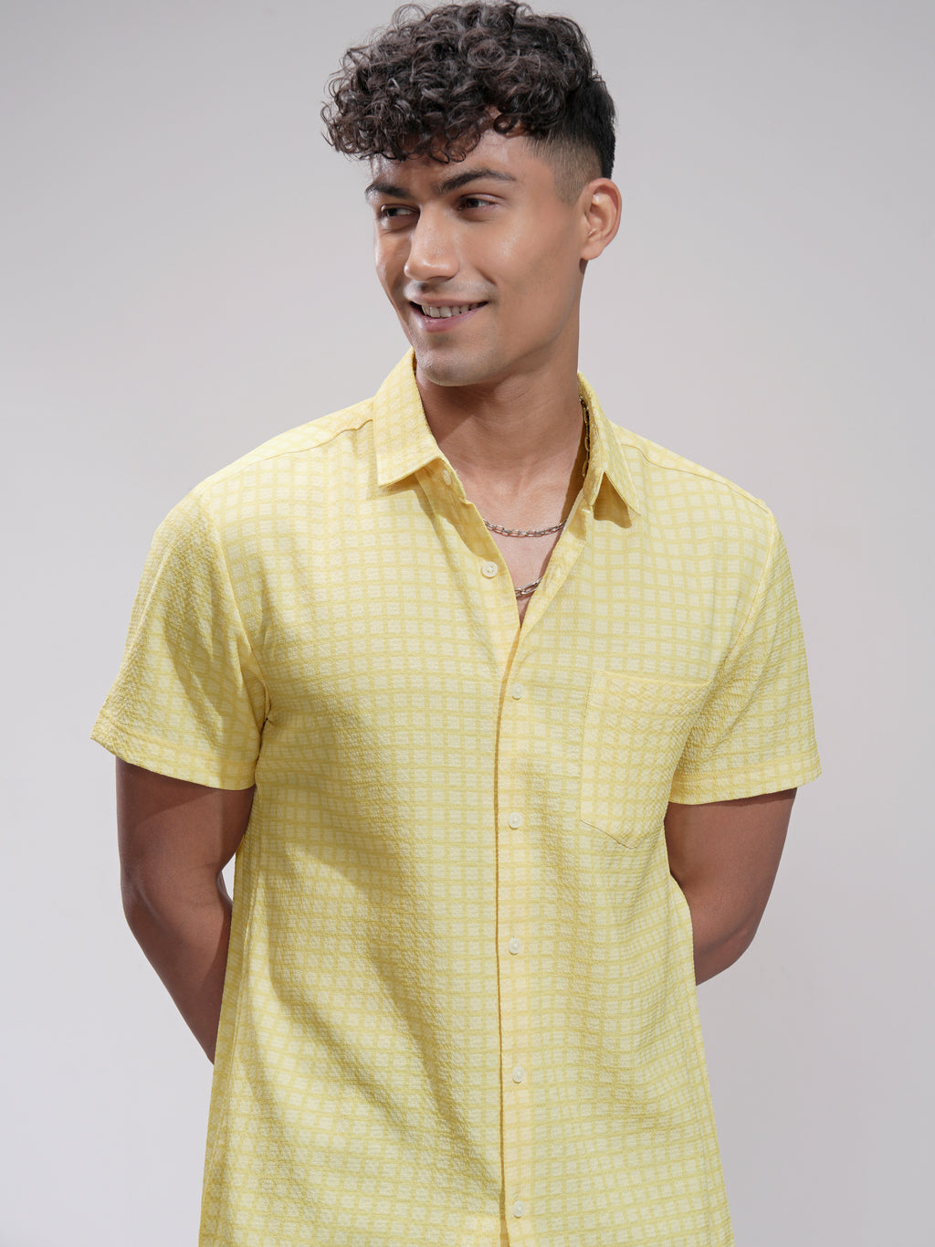 Highlander Men Yellow Checked Regular Fit Casual Shirt - Yellow - Image 1