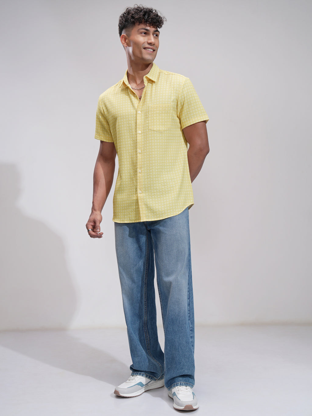 Highlander Men Yellow Checked Regular Fit Casual Shirt - Yellow - Image 2