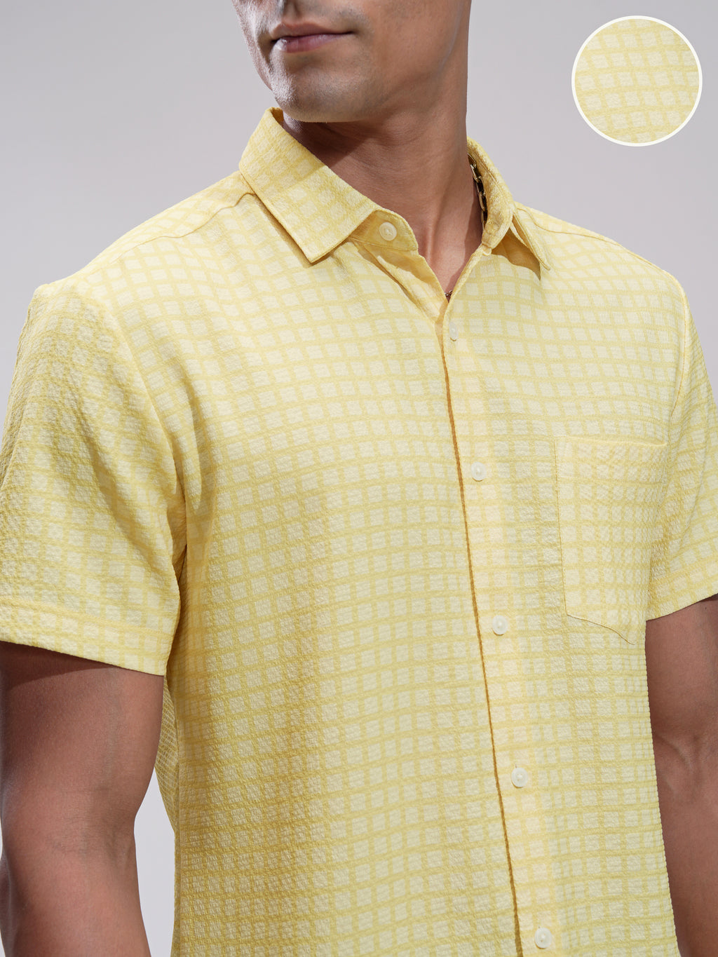 Highlander Men Yellow Checked Regular Fit Casual Shirt - Yellow - Image 5