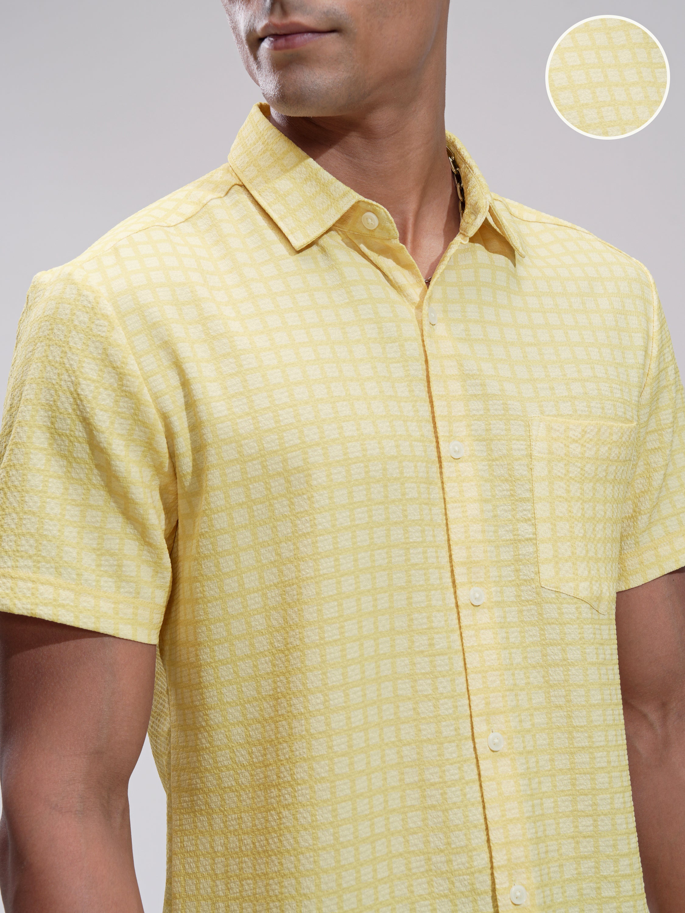 Highlander Men Yellow Checked Regular Fit Casual Shirt - Yellow - Image 5