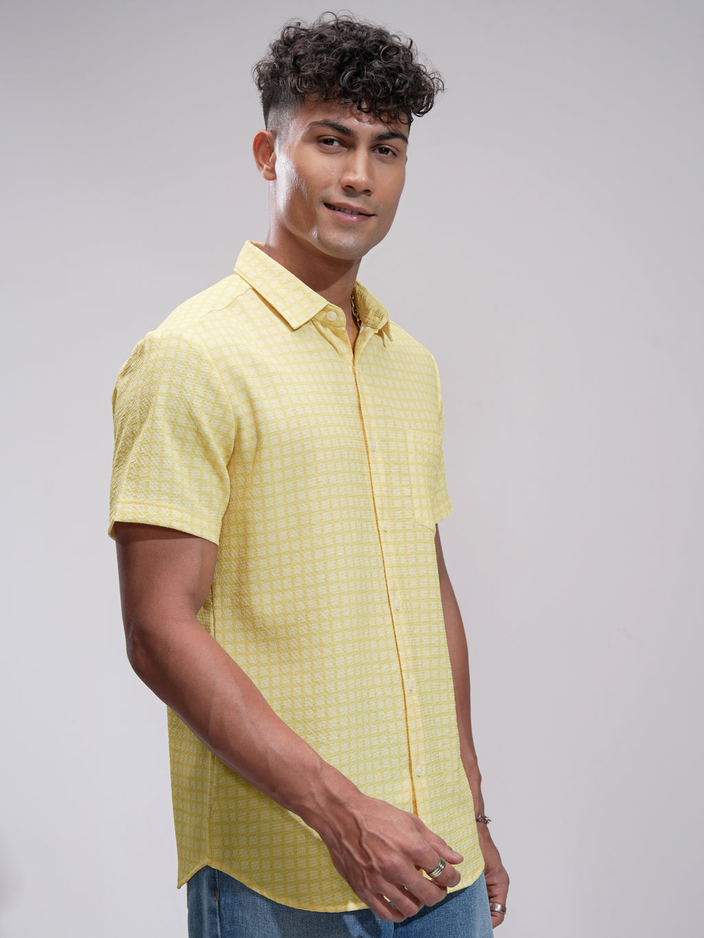 Highlander Men Yellow Checked Regular Fit Casual Shirt - Yellow - Image 6