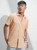 Highlander Men Orange Checked Regular Fit Casual Shirt - Orange - Image 1