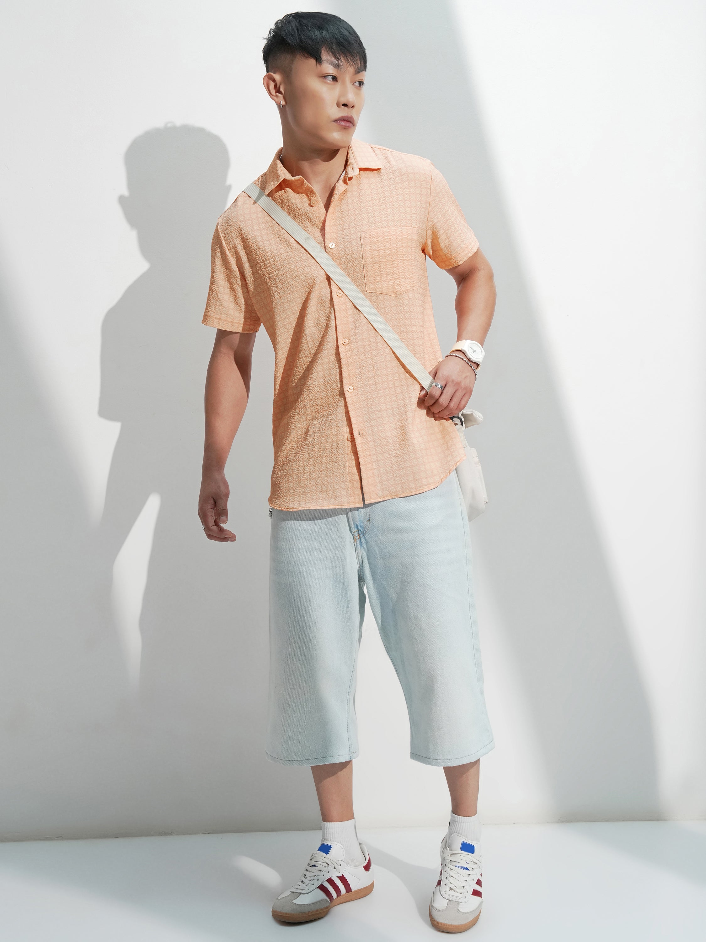 Highlander Men Orange Checked Regular Fit Casual Shirt - Orange - Image 2