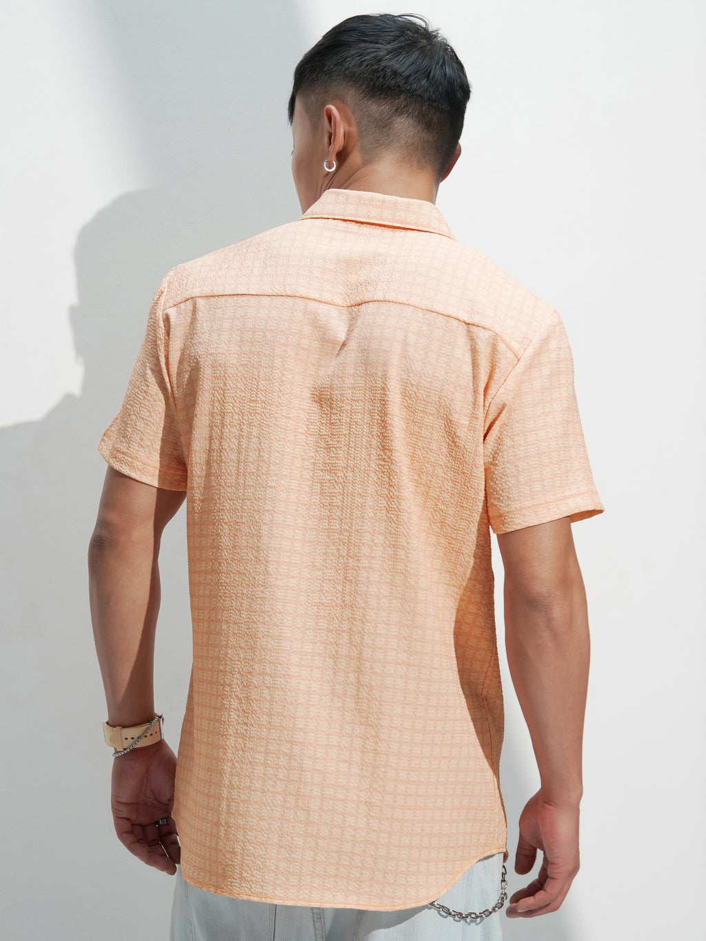 Highlander Men Orange Checked Regular Fit Casual Shirt - Orange - Image 3