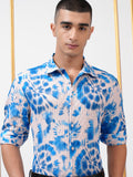 Highlander Men Blue  Printed Regular Fit Casual Shirt - Blue - Image 1