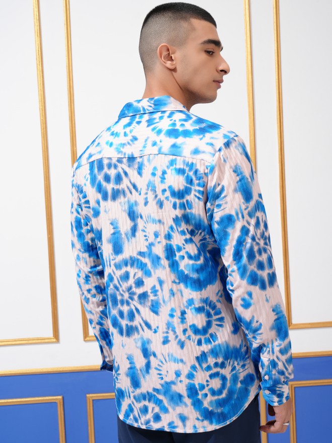 Highlander Men Blue  Printed Regular Fit Casual Shirt - Blue - Image 3