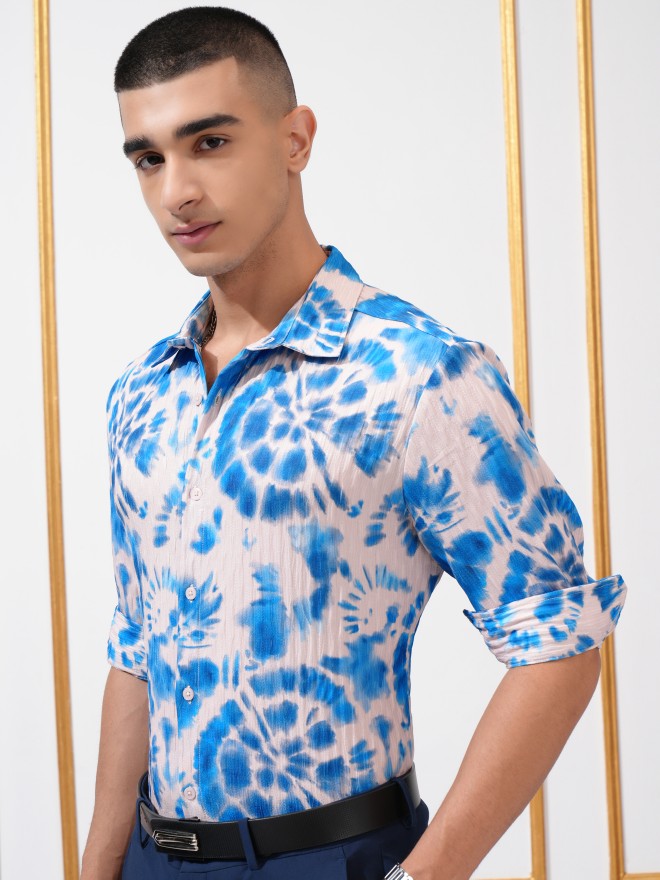Highlander Men Blue  Printed Regular Fit Casual Shirt - Blue - Image 4