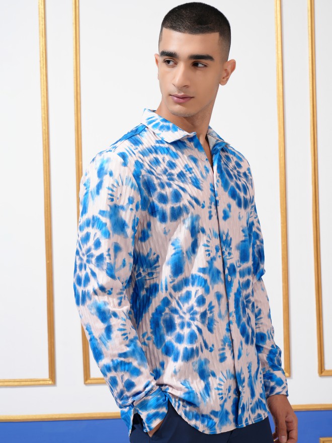 Highlander Men Blue  Printed Regular Fit Casual Shirt - Blue - Image 6